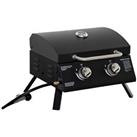 Outsunny Portable Tabletop Gas BBQ Grill Barbecue w/ 2 Burner Lid Thermometer