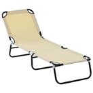 Outsunny Folding Lounge Chair Outdoor Chaise Lounge for Bench Patio Beige