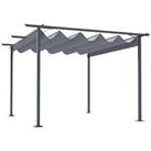 Outsunny 3.5x3.5m Pergola Metal Gazebo Backyard Porch Awning Retractable Canopy
