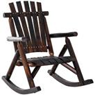 Outsunny Fir Wood Rustic Outdoor Patio Adirondack Rocking Chair Porch Rocker
