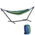 Outsunny 294 x 117cm Hammock with Metal Stand Carrying Bag 120kg Green Stripe