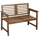 Outsunny 2Seater Wooden Garden Bench w/ Backrest and Armrest for Yard Brown