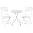 Outsunny Garden Bistro Set for 2 with Folding Chairs and Round Table, White