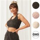 OHS Teddy Fleece Crop Tank Top Cosy Soft Womens Girls Vest Lounge Wear Comfort - Medium - 10-12UK Re