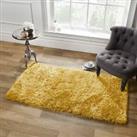 Sienna Shaggy Floor Rug Large Soft Sparkle Thick 5cm Pile Ochre Yellow Mustard