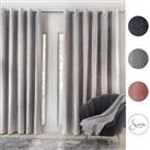 Sienna Pair Super Soft Velvet Curtains Eyelet Ring Top Fully Lined Blush Silver