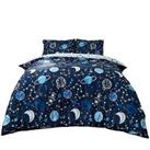 Dreamscene Space Duvet Cover with Pillowcase Kids Galaxy Grey Star Bedding Set