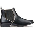 Wide Fit Faux Leather Chelsea Ankle Boots with Golden Trim