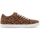 Leopard Wide Fit Suede Trainers