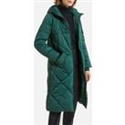 Long Padded Hooded Jacket with Zip Fastening