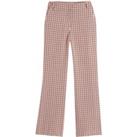 Checked Flared Trousers with High Waist, Length 31.5
