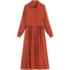 Midaxi Shirt Dress with Long Sleeves