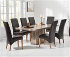 Carvelle 200cm Brown Pedestal Marble Dining Table with Cannes Chairs