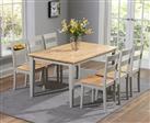 Chiltern 150cm Oak & Grey Dining Table Set with Chairs - Oak and Grey, 4 Chairs