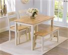 Chiltern 114cm Oak and Cream Dining Table with Bench and Chairs - Cream, 2 Chairs