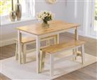 Chiltern 114cm Oak and Cream Dining Table and Benches