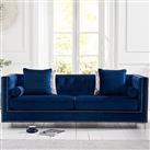 New York Blue Velvet 4 Seater Sofa