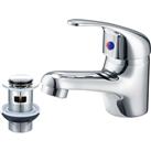 Home Standard Bathroom Single Lever Chrome Mono Basin Sink Mixer Tap with Slotted Spring Waste | 10 