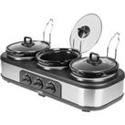 Tower 3-Pot Slow Cooker and Buffet Server - Stainless Steel