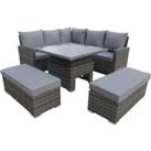 Charles Bentley Rattan Corner Lounge Set with Table Grey