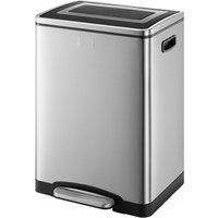 Black + Decker 40L Duo Recycling Bin Soft Close Stainless Steel BXBN0003GB -Grey