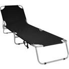 Charles Bentley Foldable Reclining Sunlounger - Black