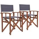 Charles Bentley FSC Wooden Pair of Folding Directors Chairs - Cream, Grey, Teal