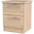 Edina Ready Assembled 2 Drawer Bedside Cabinet With Wireless Charging Bordeaux Oak