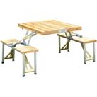 Portable Folding Camping Picnic Table 4 Chair Set Outdoor Garden BBQ Wooden Wood