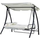 Outsunny 2 in 1 Three Seater Swing Chair Hammock Bed - Cream