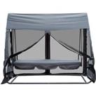 Swing Chair Lounger Bed Hammock 3 Person Mesh Wall Canopy Grey Garden Patio