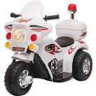 Reiten Kids Electric Motorbike Ride On Toy 6V with Light, Music, Horn & Storage - White