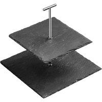 2 Tier Grey Slate Cake Stand Stylish Centrepiece On Your Table Durable Sturdy