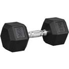 Homcom 12.5Kg Single Rubber Hex Dumbbell Portable Hand Weights Dumbbell Home Gym