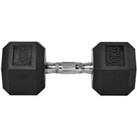 Homcom 20Kg Single Rubber Hex Dumbbell Portable Hand Weights Dumbbell Home Gym
