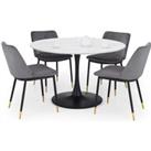 Julian Bowen Set Of Holland Round Dining Table & 4 Delaunay Grey Chairs