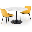 Julian Bowen Set Of Holland Round Dining Table & 2 Delaunay Mustard Chairs