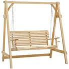 Outsunny Outdoor 2 Seater Larch Wood Wooden Garden Swing Chair Seat Hammock Bench Lounger