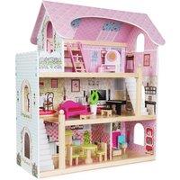 boppi 3 Floor Wooden Toy Dolls House with 16 Furniture Accessories New