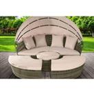 160Cm Rattan Sun Island Day Bed Outdoor Garden Furniture With Waterproof Cover - Grey