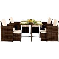 9Pc Rattan Garden Patio Furniture Set - 4 Chairs 4 Stools & Dining Table With Waterproof Cover - Gold