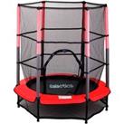 GALACTICA Children’s Mini Trampoline With Safety Net – 4.5FT Kids Rebounder Red