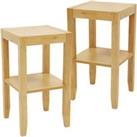 2 PACK - Solid Wood End / Telephone / Side / Bedside Table - Natural OC1100x2