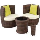 Poly Rattan Alu Garden Balcony Furniture Set 2 Chairs 1 Table Outdoor Wicker