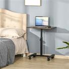 Homcom Mobile Laptop Table End Table With Wheels Height Adjustable Brown