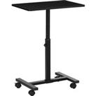 Homcom Mobile Laptop Table End Table With Wheels Height Adjustable Black