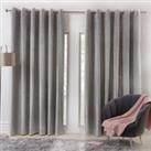 Sienna Pair Super Soft Velvet Curtains Eyelet Ring Top Fully Lined Blush Silver