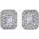 18ct White Gold 0.75ct Emeraldcut Diamond Halo Cluster Stud Earrings E3780W/7518