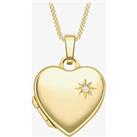 9ct Gold Heart Shaped Diamond Locket With Chain LK231 CN025-18