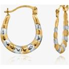 9ct Gold Two Colour Groove Creole Earrings 2.53.3889